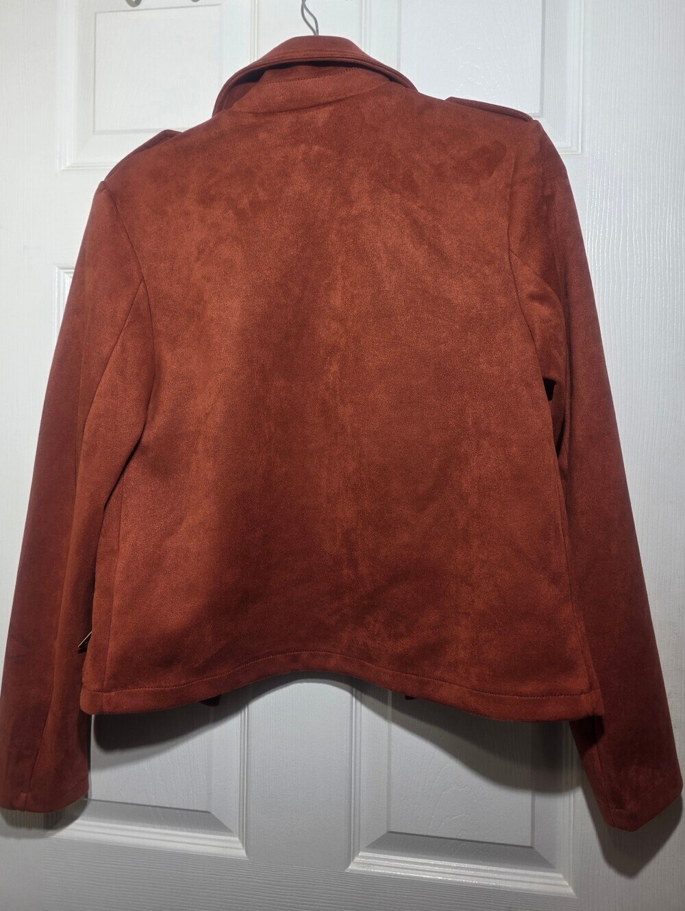 Bagatelle Collection Rust Faux Suede Moto Jacket Women’s Size S Preowned - Picture 3 of 4